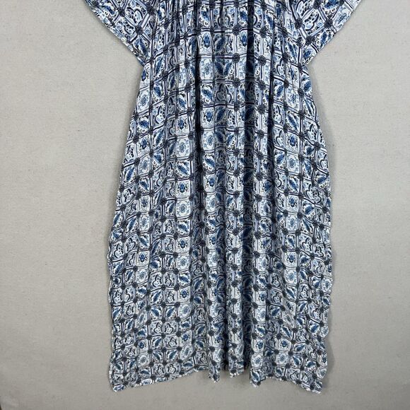 Rujuta Sheth Dress Womens One Size Blue Boho Maxi Kimono Coastal Resort Flowy - Picture 4 of 14